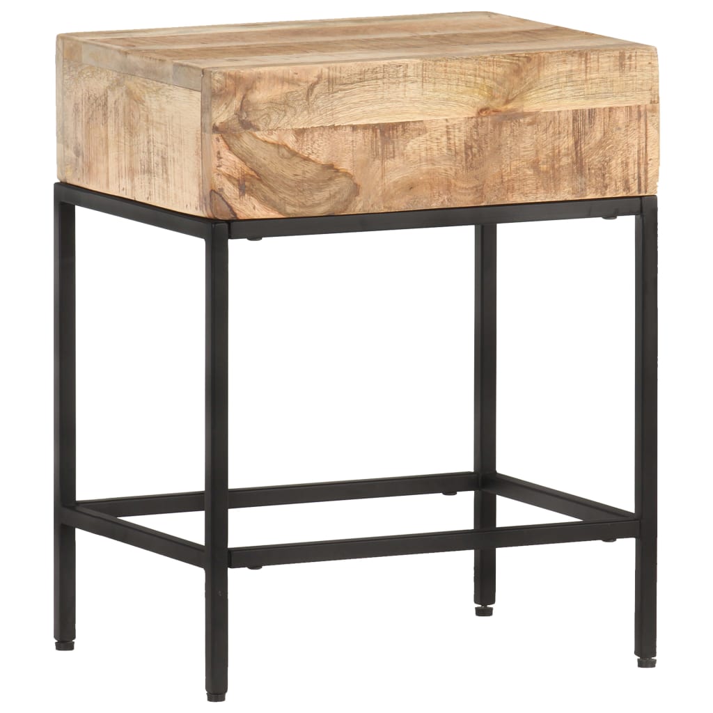 Side Table 40x30x50 cm Solid Rough Mango Wood - OLBRIT