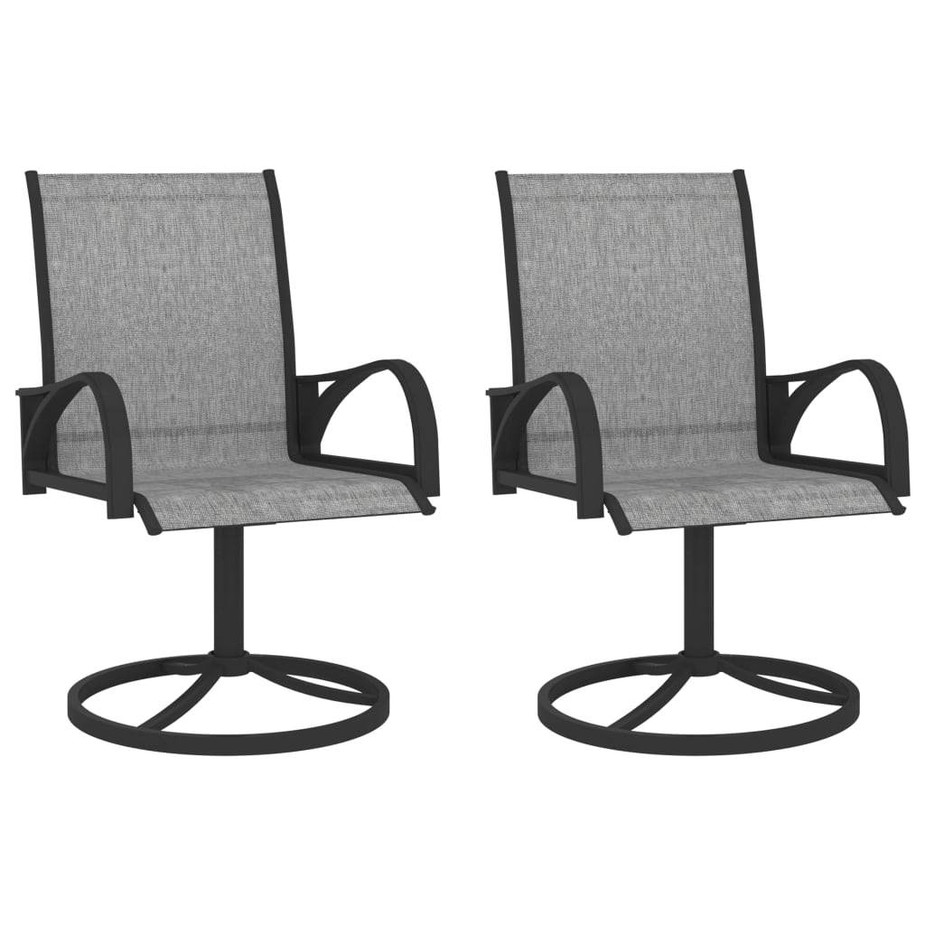 Garden Swivel Chairs 2 pcs Textilene and Steel Grey - OLBRIT