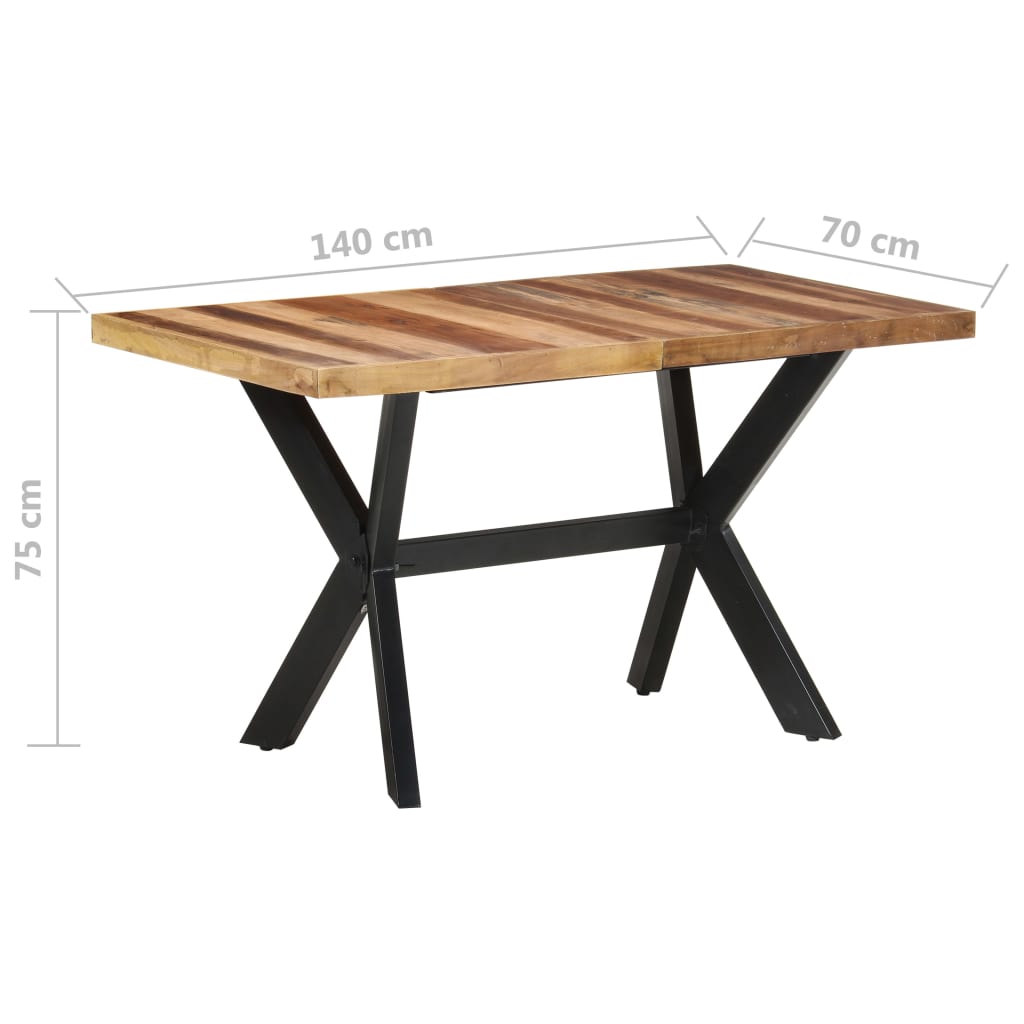 Dining Table 140x70x75 cm Solid Wood with Honey Finish - OLBRIT