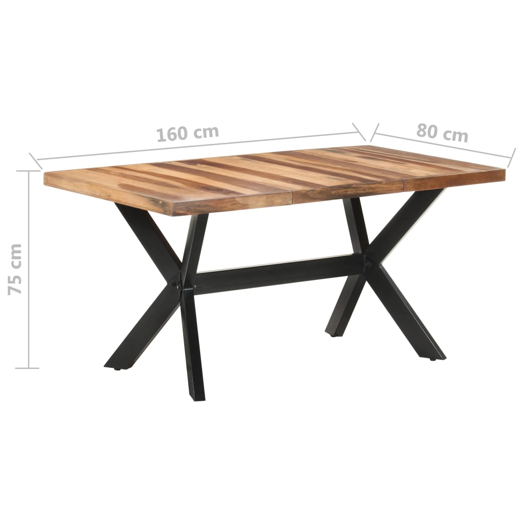 Dining Table 160x80x75 cm Solid Wood with Honey Finish - OLBRIT