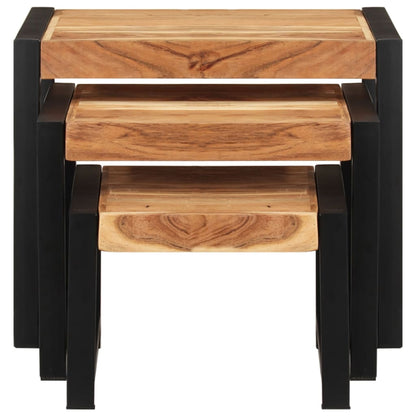 Nesting Tables 3 pcs Solid Wood with Sheesham Finish - OLBRIT