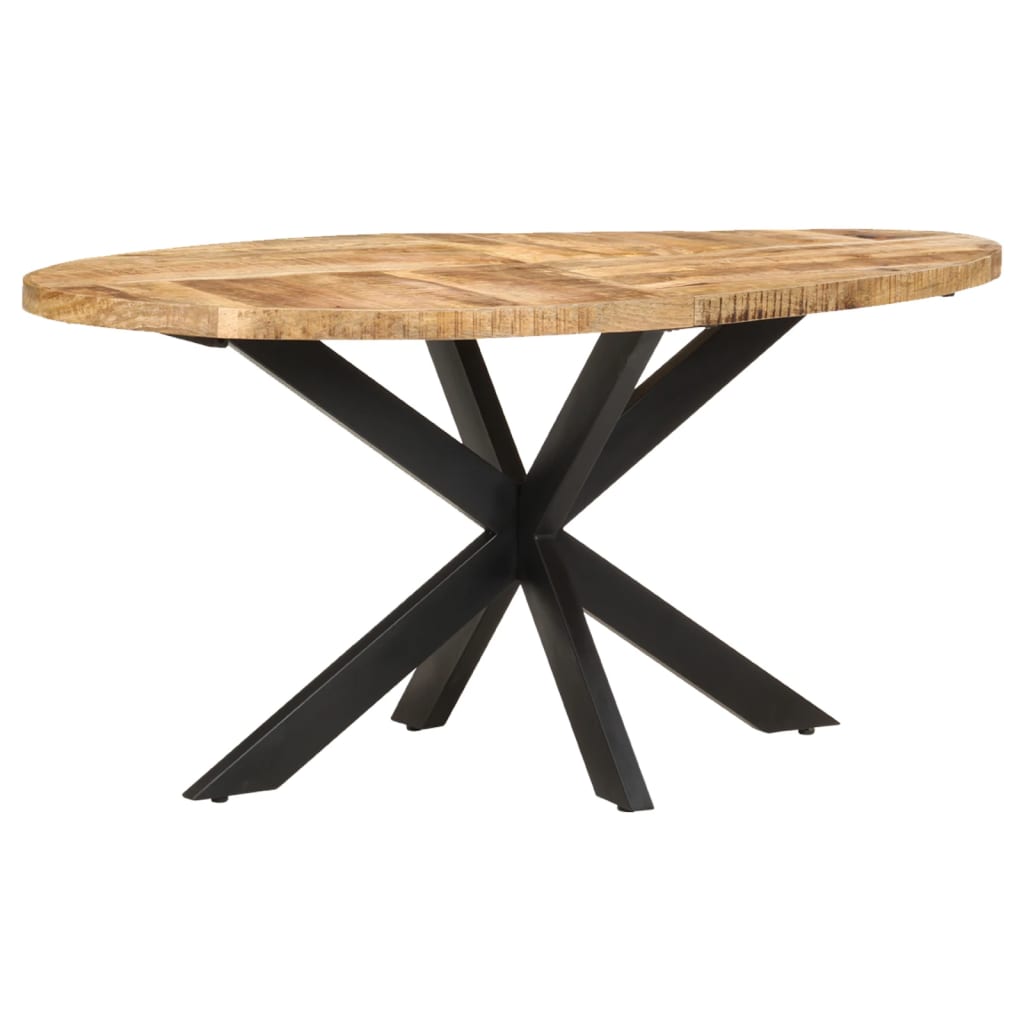 Dining Table 160x90x75 cm Rough Mango Wood - OLBRIT