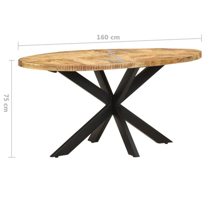 Dining Table 160x90x75 cm Rough Mango Wood - OLBRIT