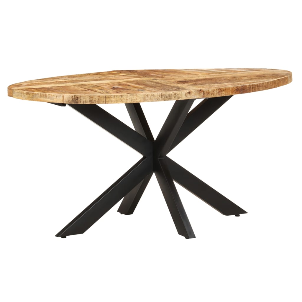 Dining Table 160x90x75 cm Rough Mango Wood - OLBRIT