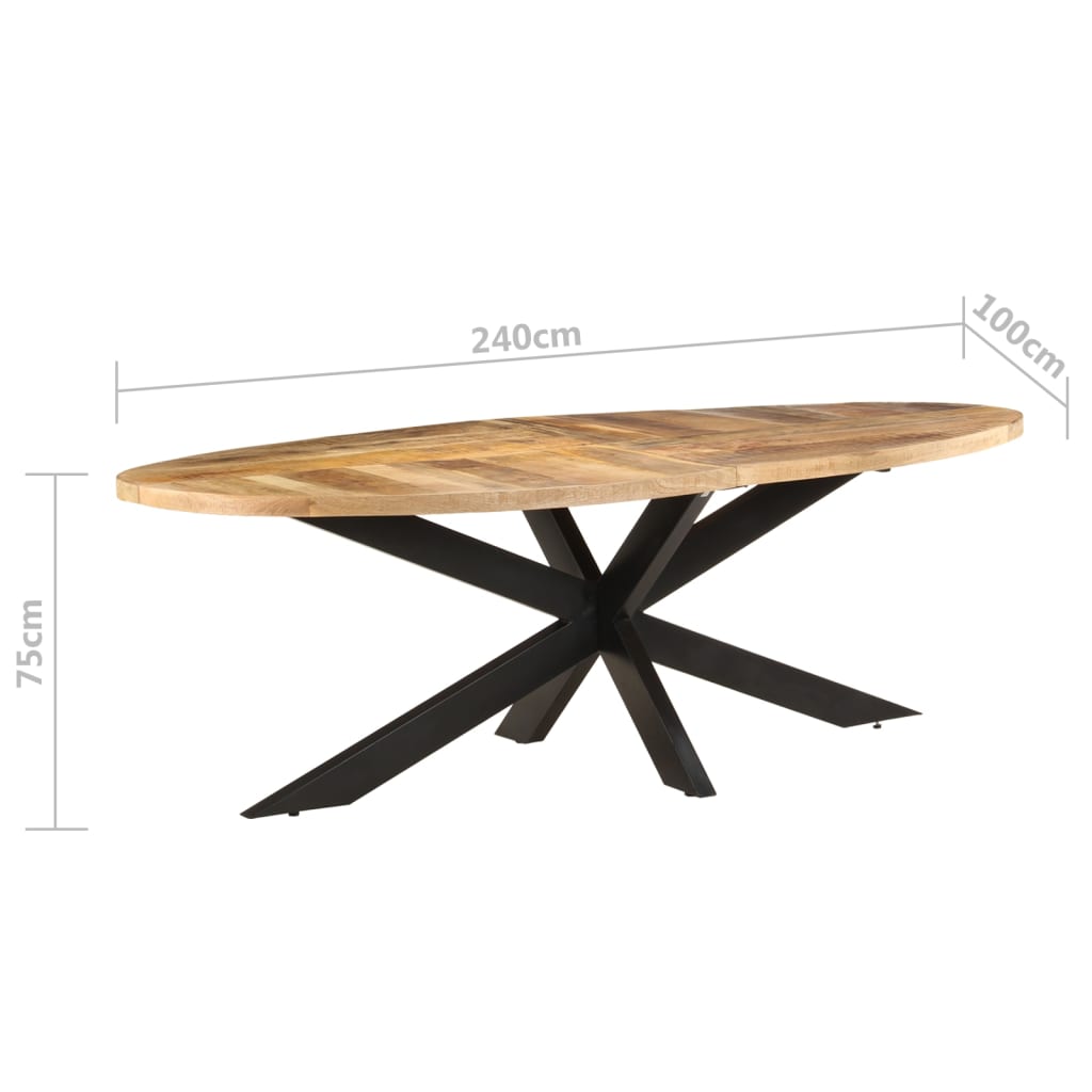 Dining Table 240x100x75 cm Rough Mango Wood - OLBRIT