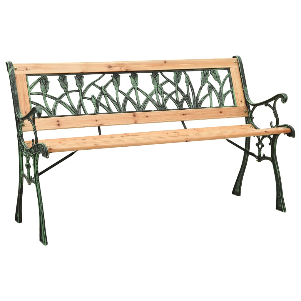 Garden Bench 122 cm Cast Iron and Solid Firwood - OLBRIT