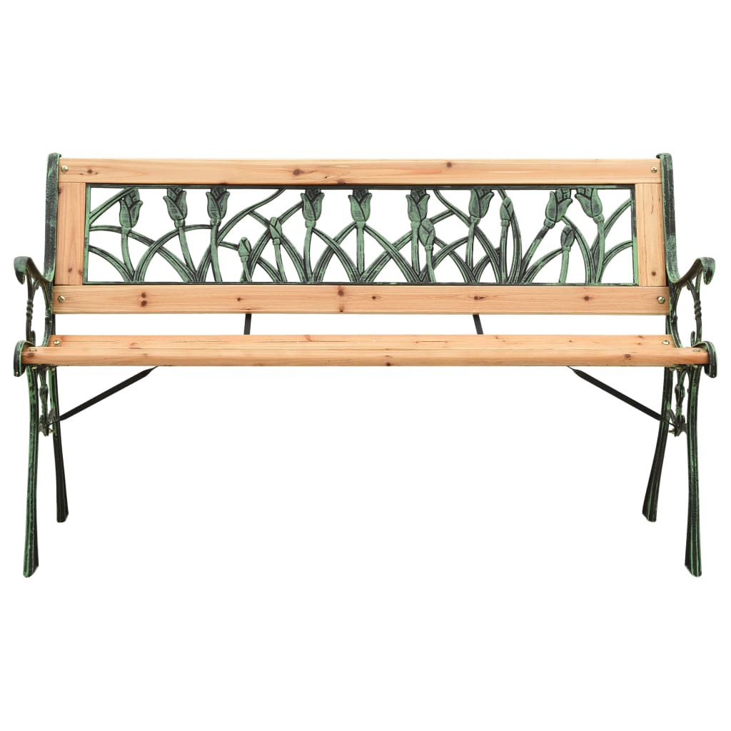 Garden Bench 122 cm Cast Iron and Solid Firwood - OLBRIT