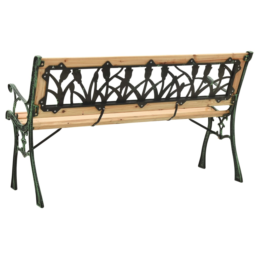 Garden Bench 122 cm Cast Iron and Solid Firwood - OLBRIT