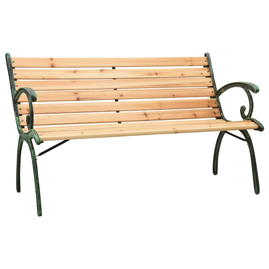 Garden Bench 123 cm Cast Iron and Solid Firwood - OLBRIT