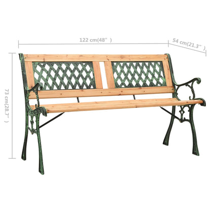 Garden Bench 122 cm Cast Iron and Solid Firwood - OLBRIT