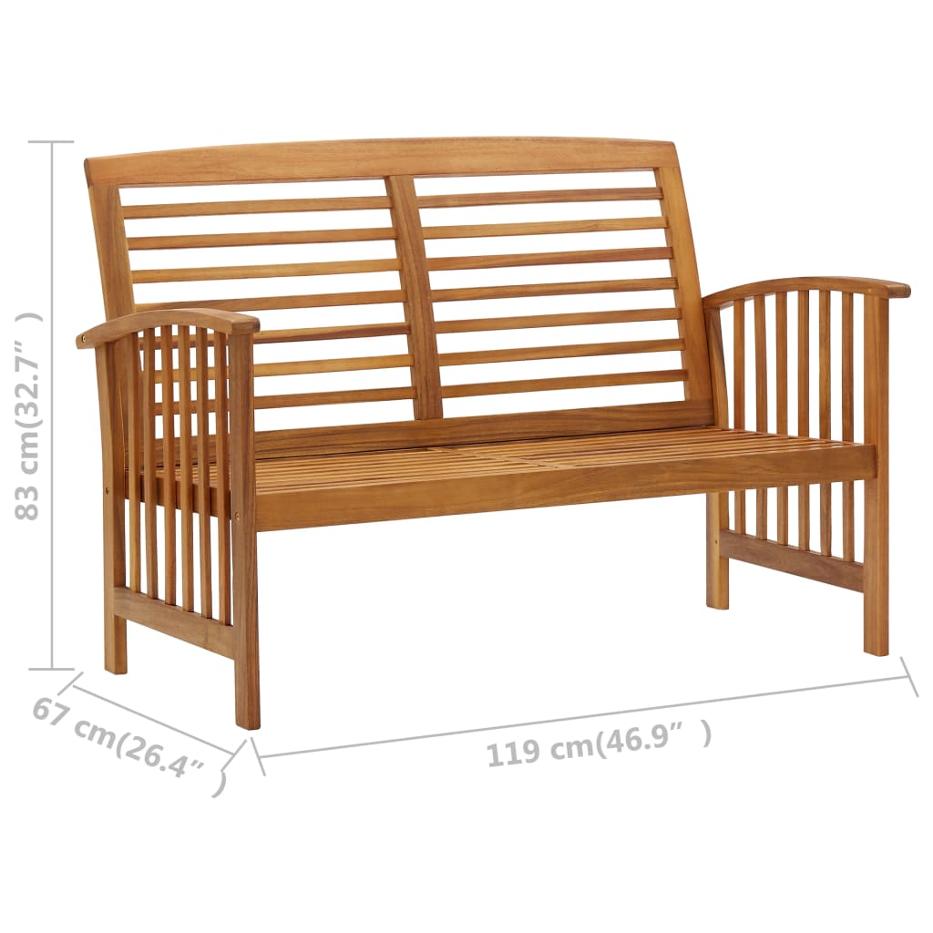 Garden Bench 119 cm Solid Acacia Wood - OLBRIT