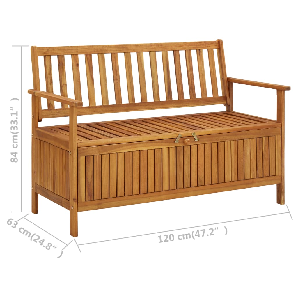 Garden Storage Bench 120 cm Solid Acacia Wood - OLBRIT
