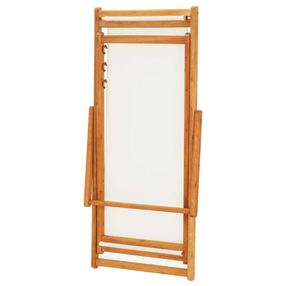Folding Beach Chair Eucalyptus Wood and Fabric Cream White - OLBRIT