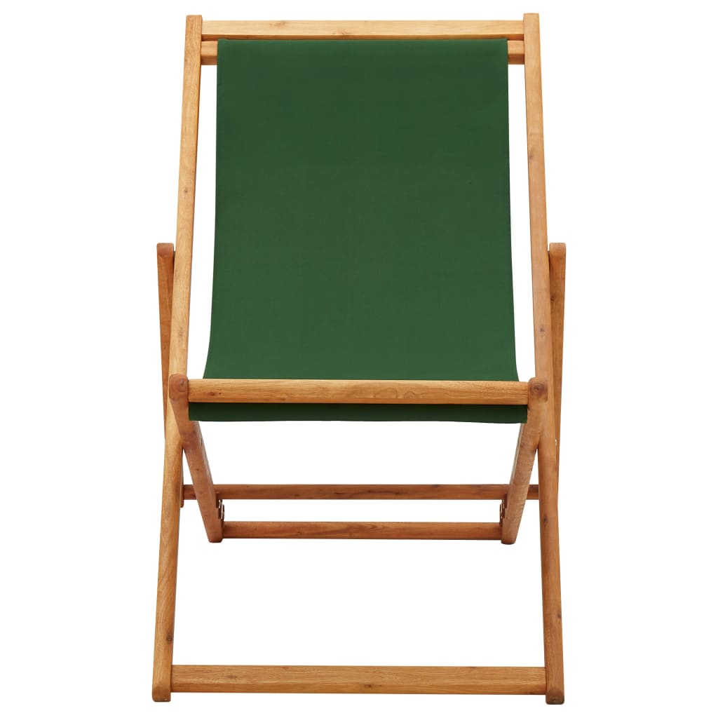 Folding Beach Chair Eucalyptus Wood and Fabric Green - OLBRIT