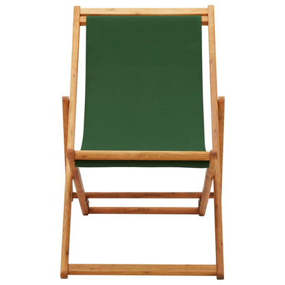 Folding Beach Chair Eucalyptus Wood and Fabric Green - OLBRIT