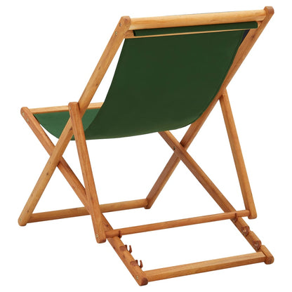 Folding Beach Chair Eucalyptus Wood and Fabric Green - OLBRIT