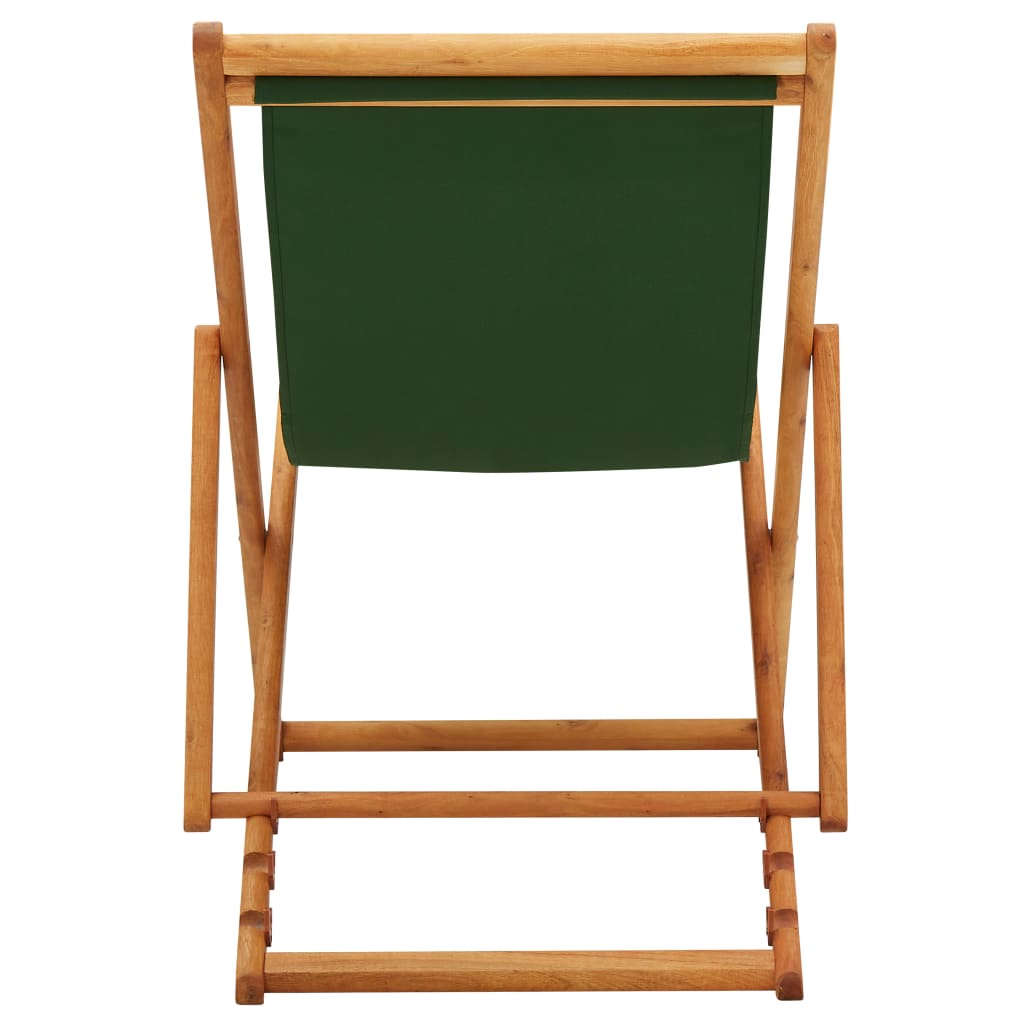 Folding Beach Chair Eucalyptus Wood and Fabric Green - OLBRIT