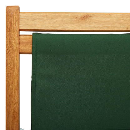 Folding Beach Chair Eucalyptus Wood and Fabric Green - OLBRIT