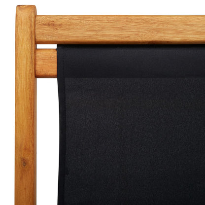 Folding Beach Chair Eucalyptus Wood and Fabric Black - OLBRIT
