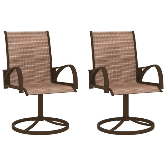 Garden Swivel Chairs 2 pcs Textilene and Steel Brown - OLBRIT