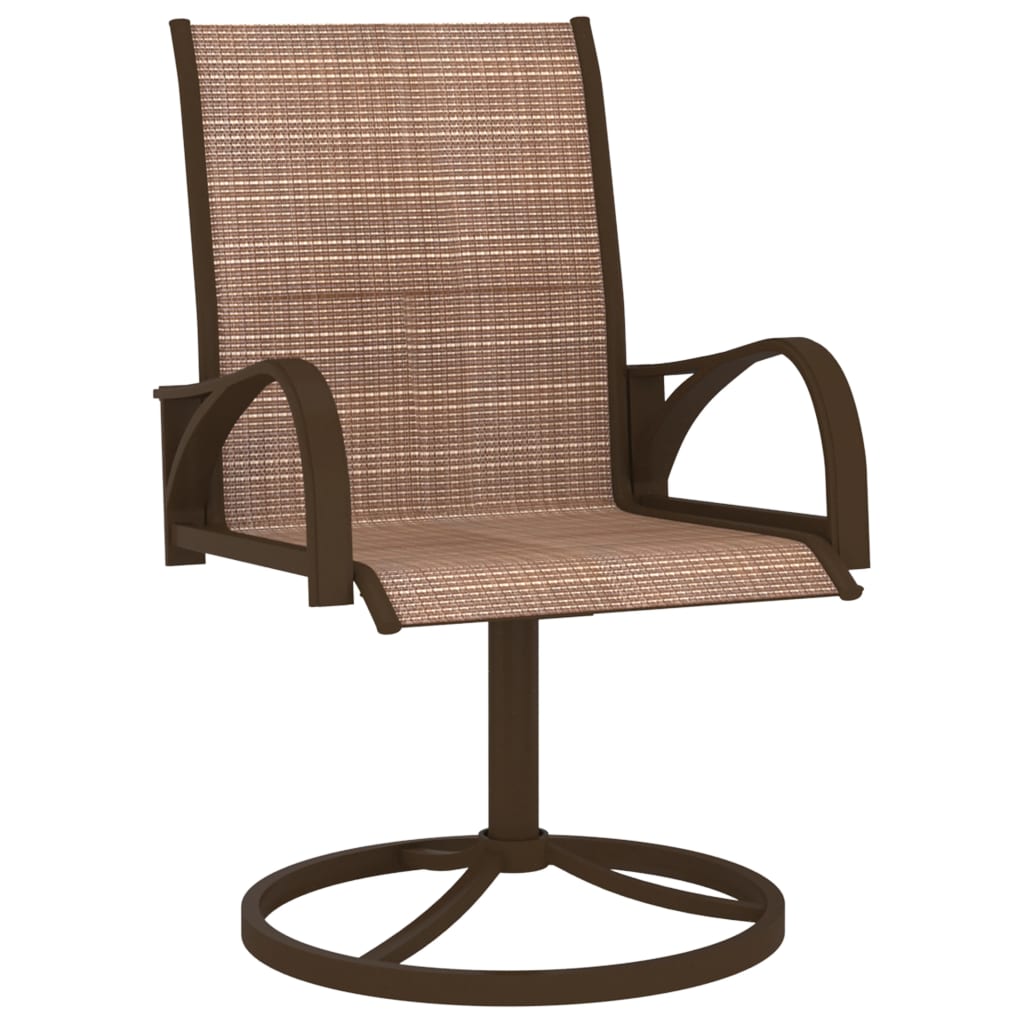 Garden Swivel Chairs 2 pcs Textilene and Steel Brown - OLBRIT