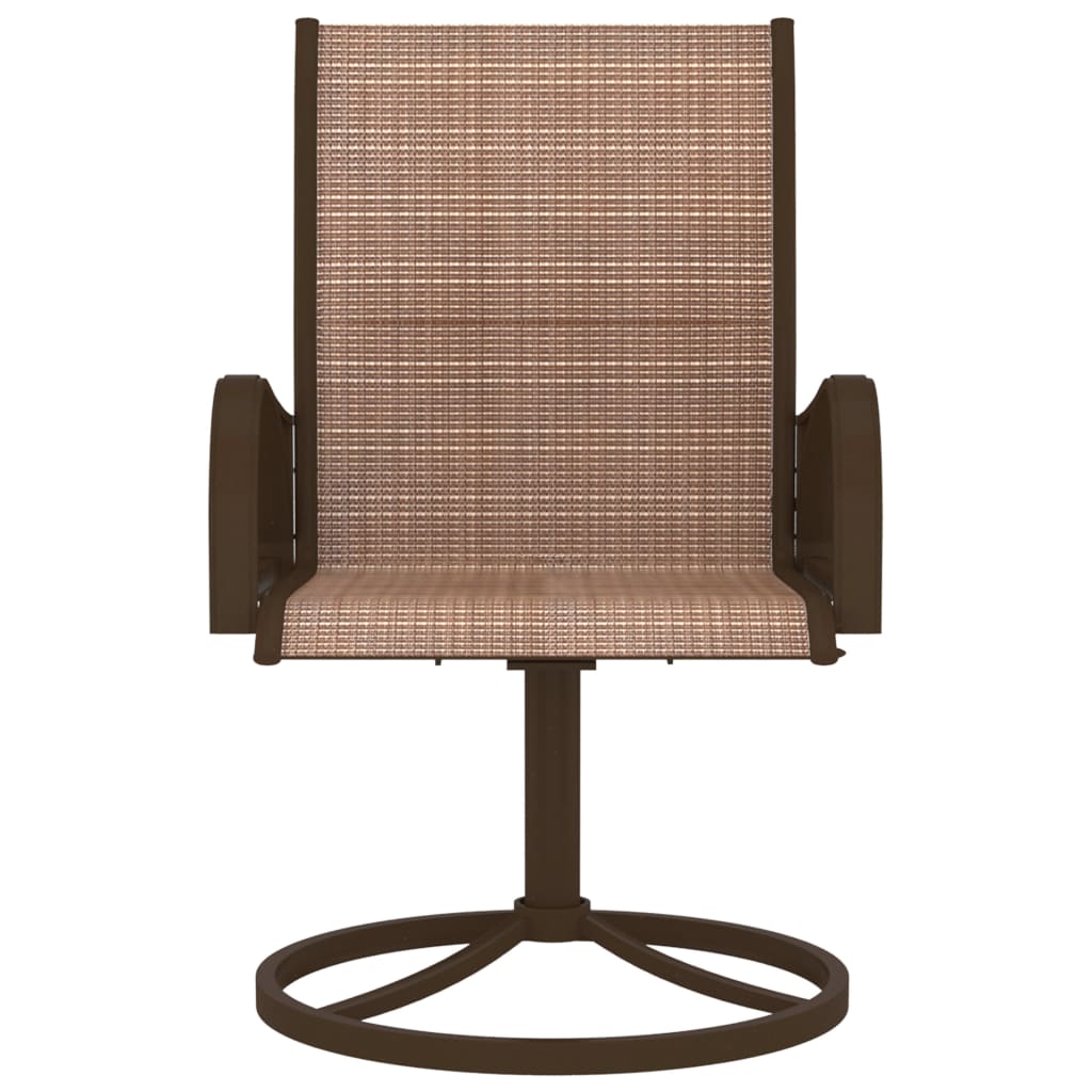 Garden Swivel Chairs 2 pcs Textilene and Steel Brown - OLBRIT