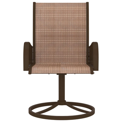 Garden Swivel Chairs 2 pcs Textilene and Steel Brown - OLBRIT