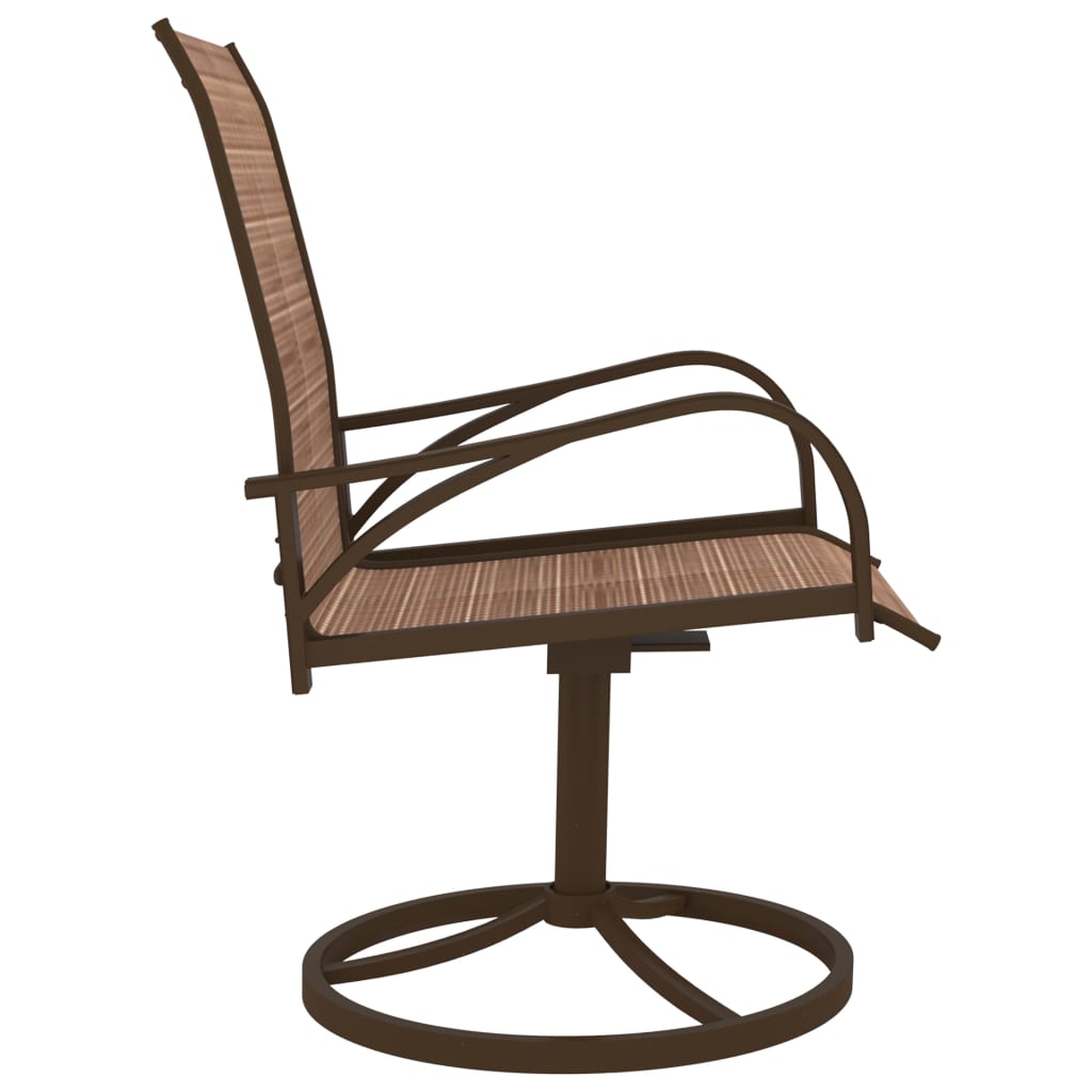 Garden Swivel Chairs 2 pcs Textilene and Steel Brown - OLBRIT