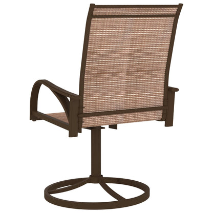 Garden Swivel Chairs 2 pcs Textilene and Steel Brown - OLBRIT
