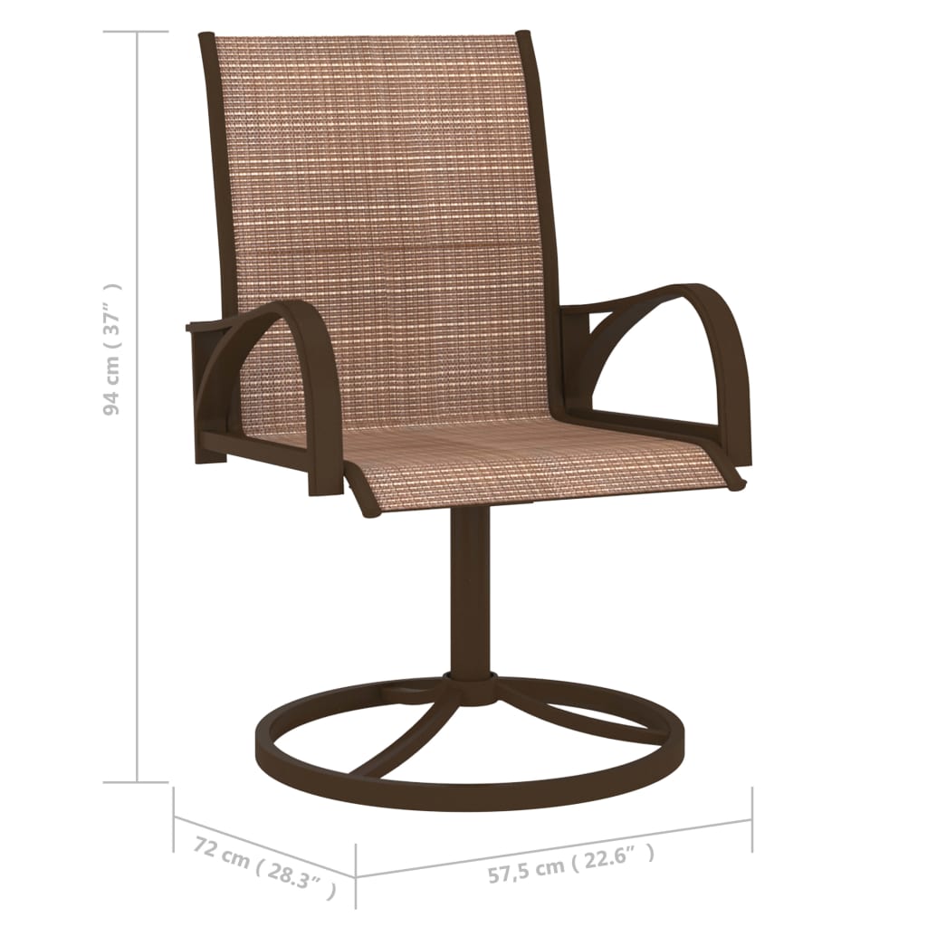 Garden Swivel Chairs 2 pcs Textilene and Steel Brown - OLBRIT
