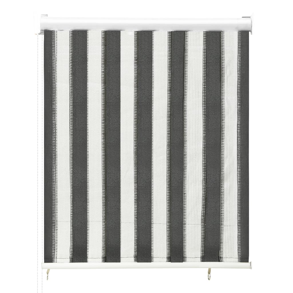 Outdoor Roller Blind 60x140 cm Anthracite and White Stripe - OLBRIT