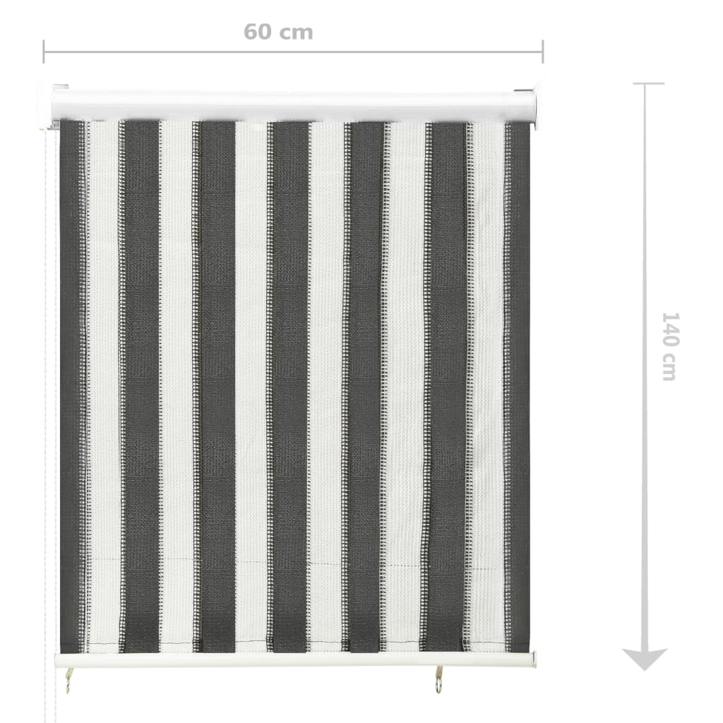 Outdoor Roller Blind 60x140 cm Anthracite and White Stripe - OLBRIT