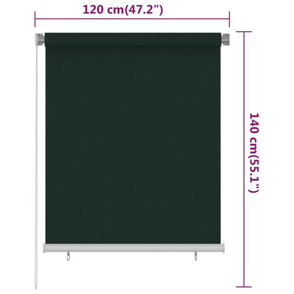 Outdoor Roller Blind 120x140 cm Dark Green HDPE - OLBRIT