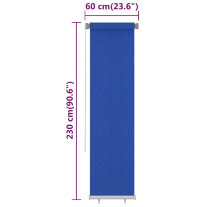 Outdoor Roller Blind 60x230 cm Blue HDPE - OLBRIT