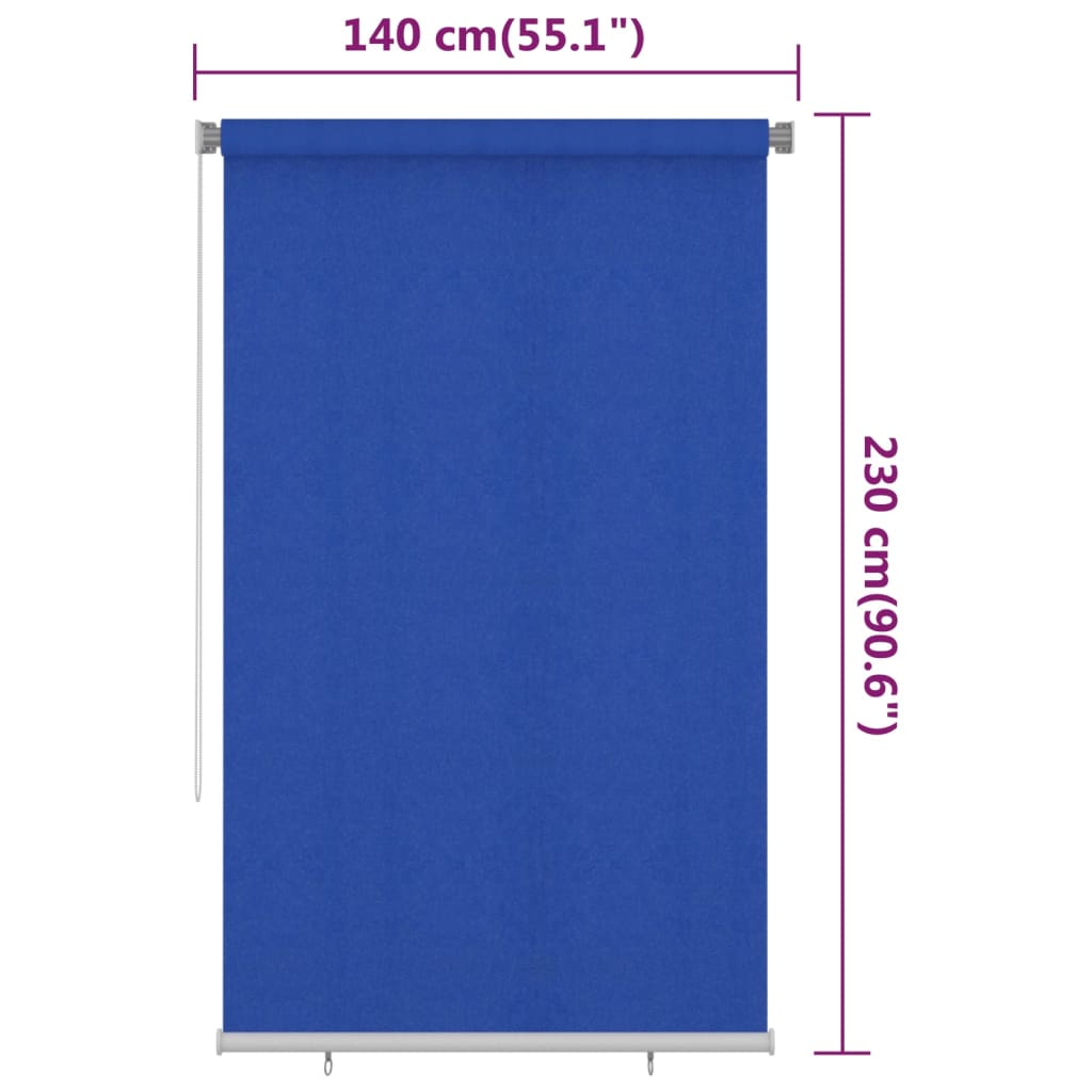 Outdoor Roller Blind 140x230 cm Blue HDPE - OLBRIT