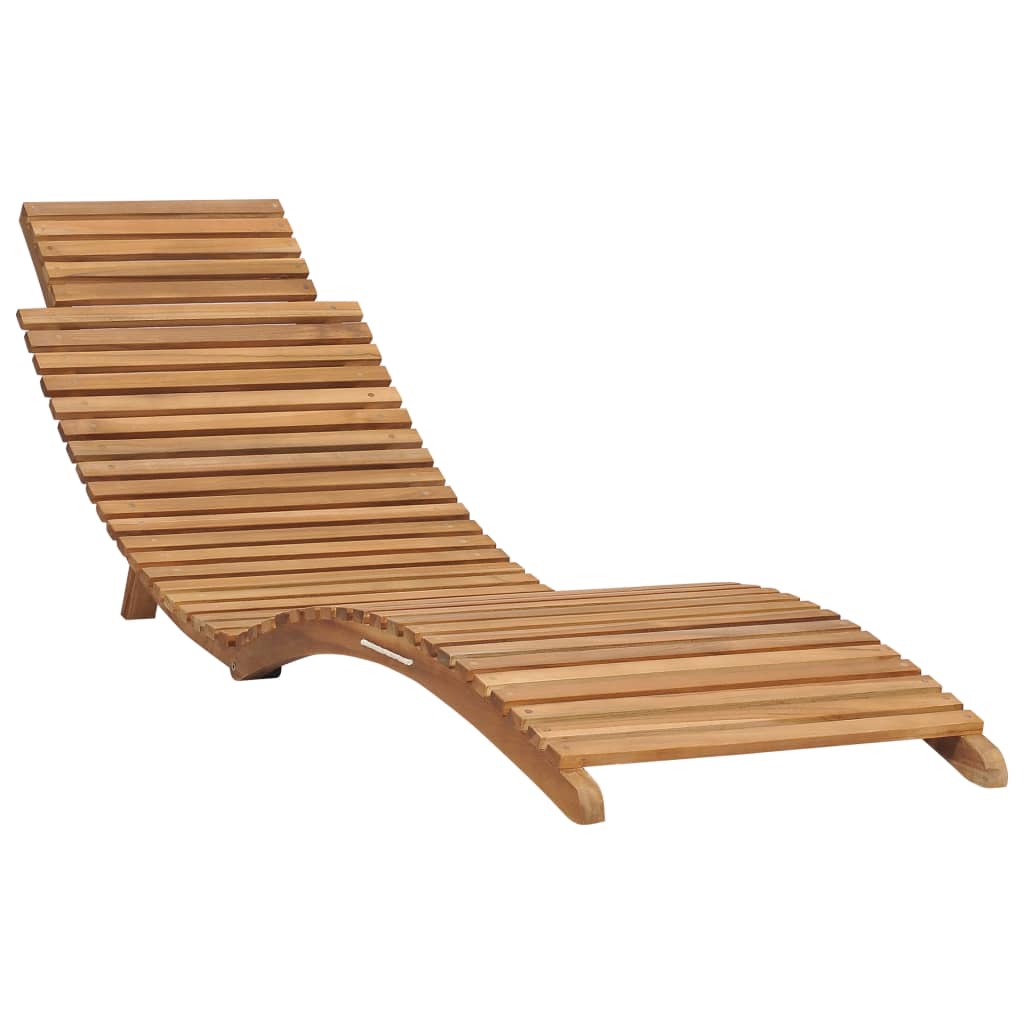 Folding Sun Lounger with Table Solid Teak Wood - OLBRIT