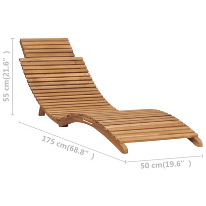 Folding Sun Lounger with Table Solid Teak Wood - OLBRIT