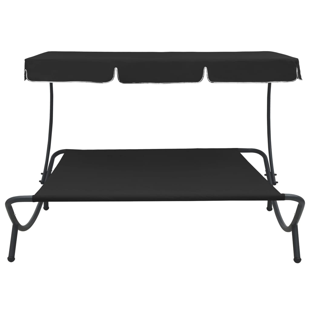 Outdoor Lounge Bed with Canopy Black - OLBRIT