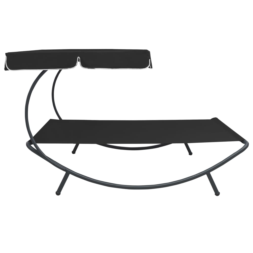 Outdoor Lounge Bed with Canopy Black - OLBRIT