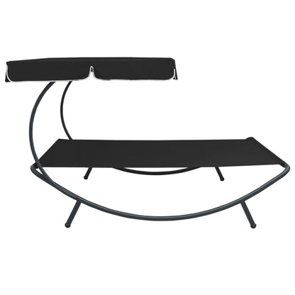 Outdoor Lounge Bed with Canopy Black - OLBRIT
