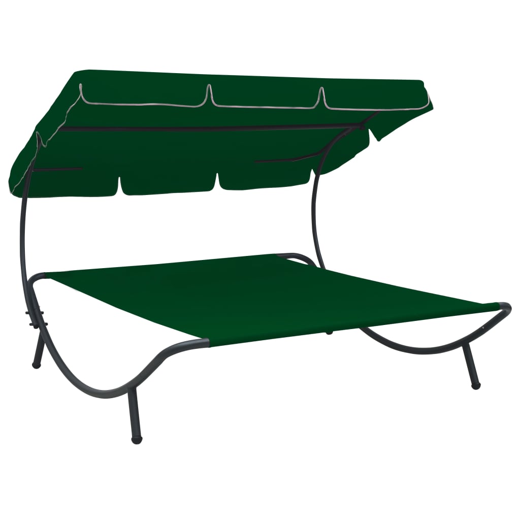 Outdoor Lounge Bed with Canopy Green - OLBRIT