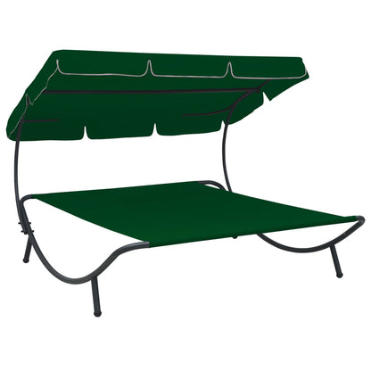 Outdoor Lounge Bed with Canopy Green - OLBRIT