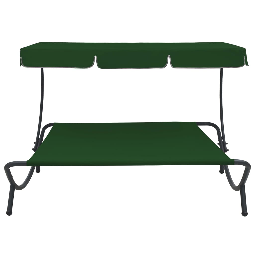 Outdoor Lounge Bed with Canopy Green - OLBRIT