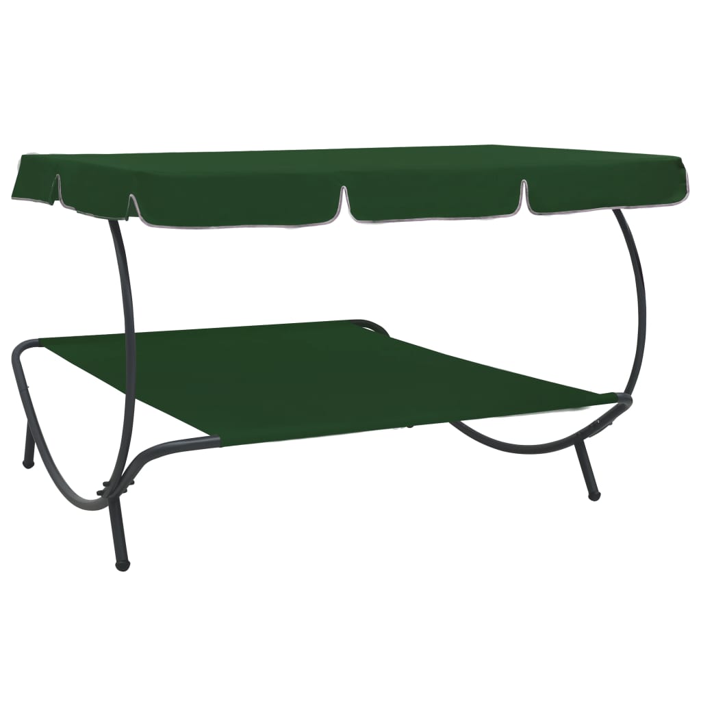 Outdoor Lounge Bed with Canopy Green - OLBRIT