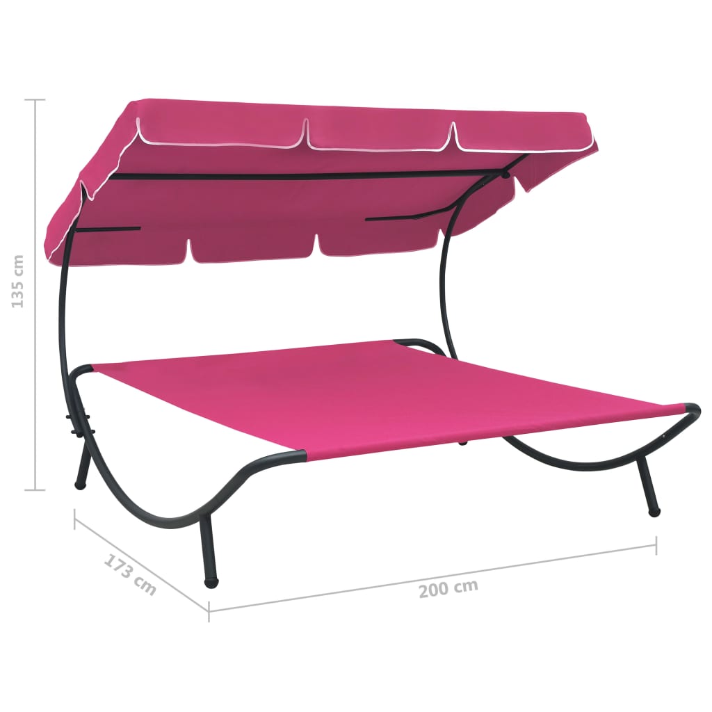 Outdoor Lounge Bed with Canopy Pink - OLBRIT