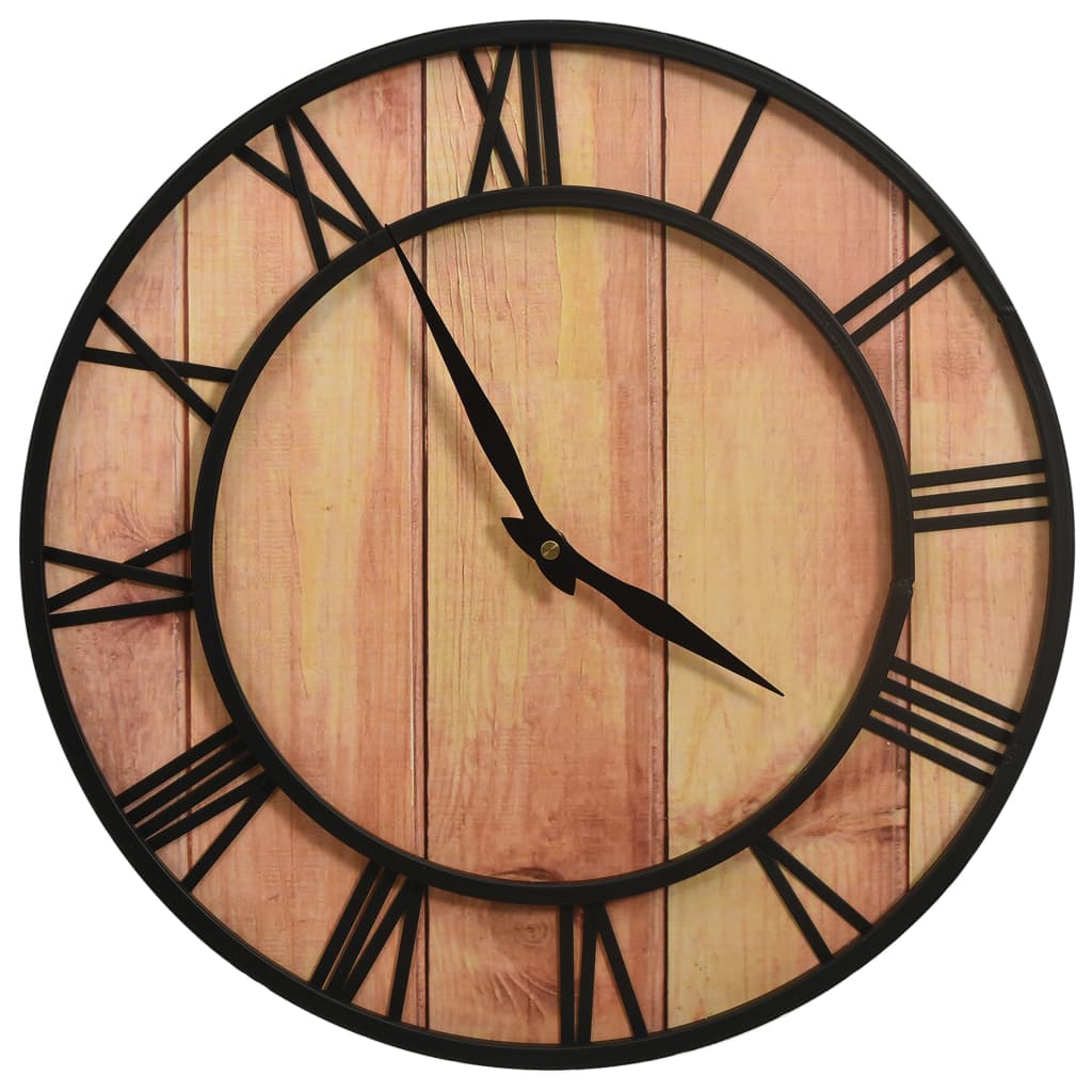 Wall Clock 39 cm Brown and Black MDF and Iron - OLBRIT