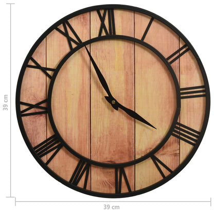 Wall Clock 39 cm Brown and Black MDF and Iron - OLBRIT