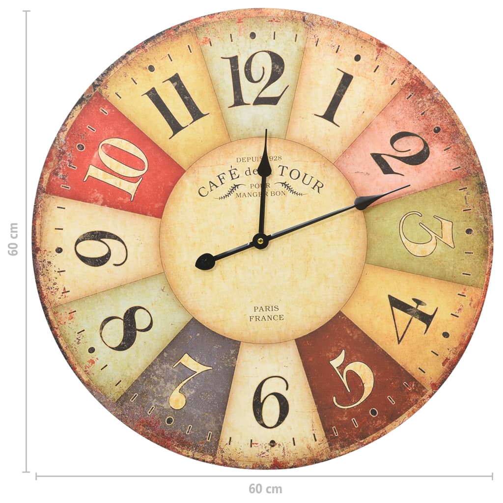 Vintage Wall Clock Colourful 60 cm - OLBRIT