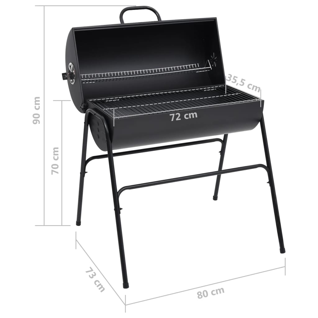 Barrel Grill with 2 Cooking Grids Black 80x95x90 cm Steel - OLBRIT
