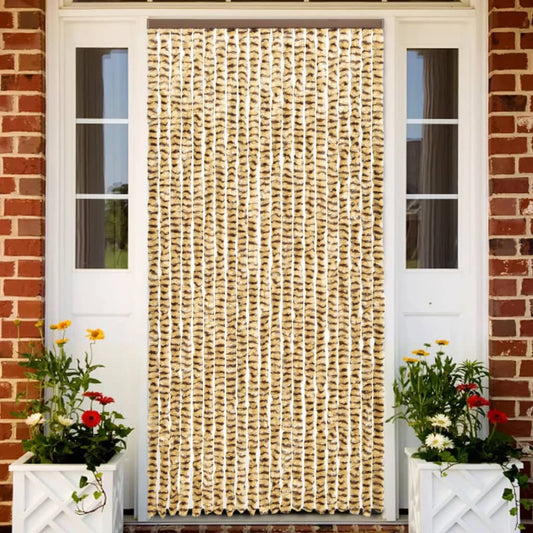 Insect Curtain Beige and Brown 90x220 cm Chenille - OLBRIT